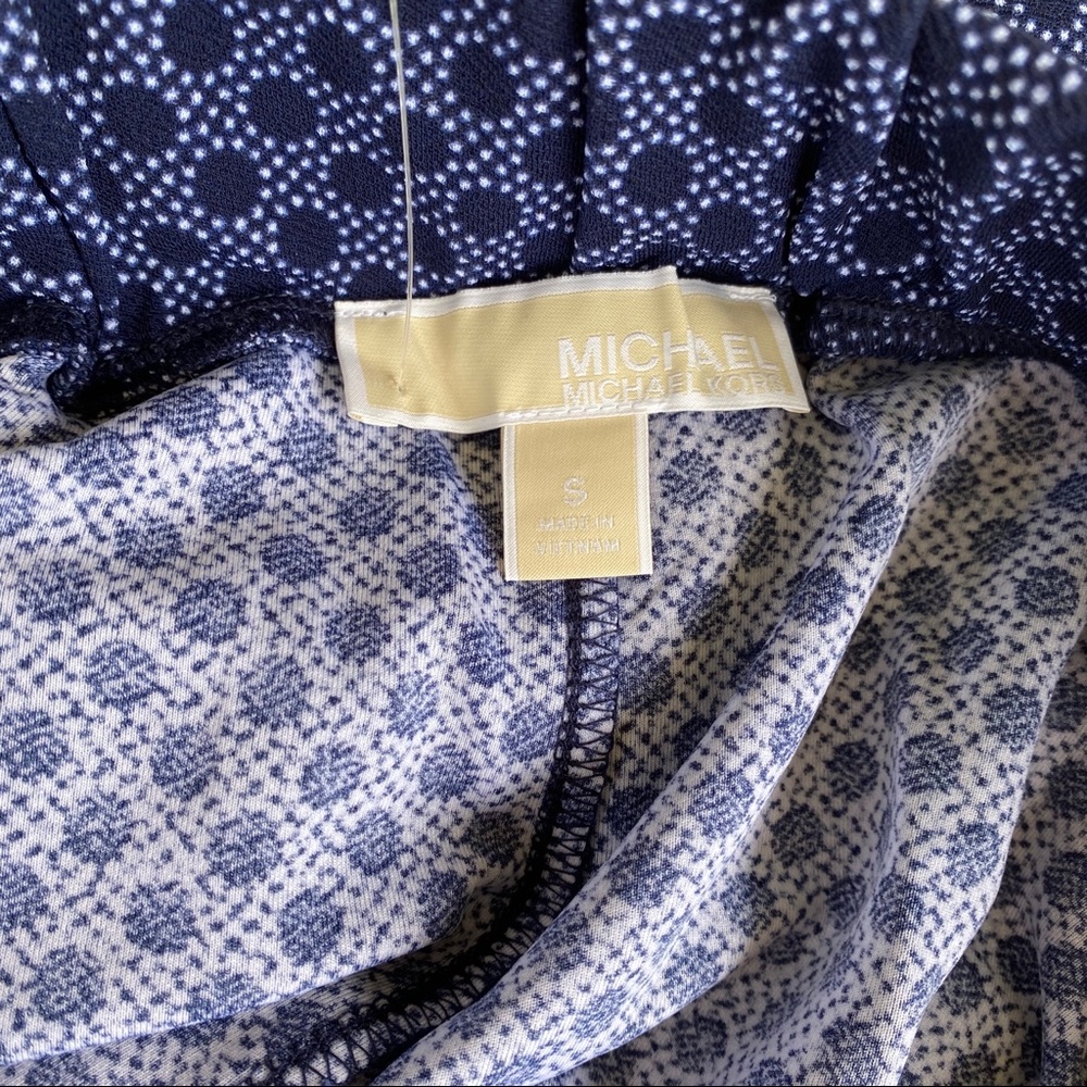 Michael Kors Packable Pull On Wide Leg Pants S NWT True Navy Print - Picture 4 of 11